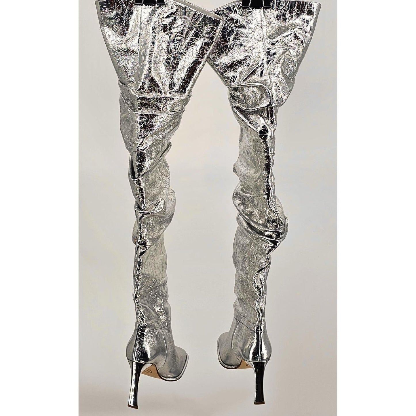 Michael Kors Silver Glamour Thigh-High Boots - Shine Like You Mean It!/9