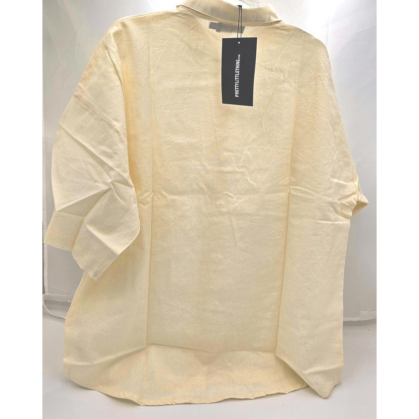 PrettyLittleThing Stone Linen Oversized Shirt - Creamy Dreamy Edition/8