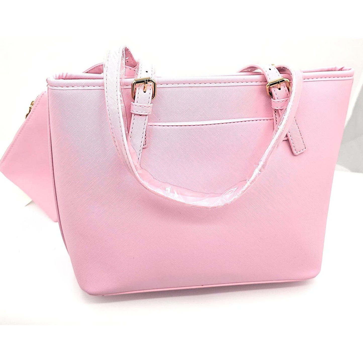 Chic Pink Valentino Gianni Tote Bag with Matching Pouch - Carry Your Essentials,