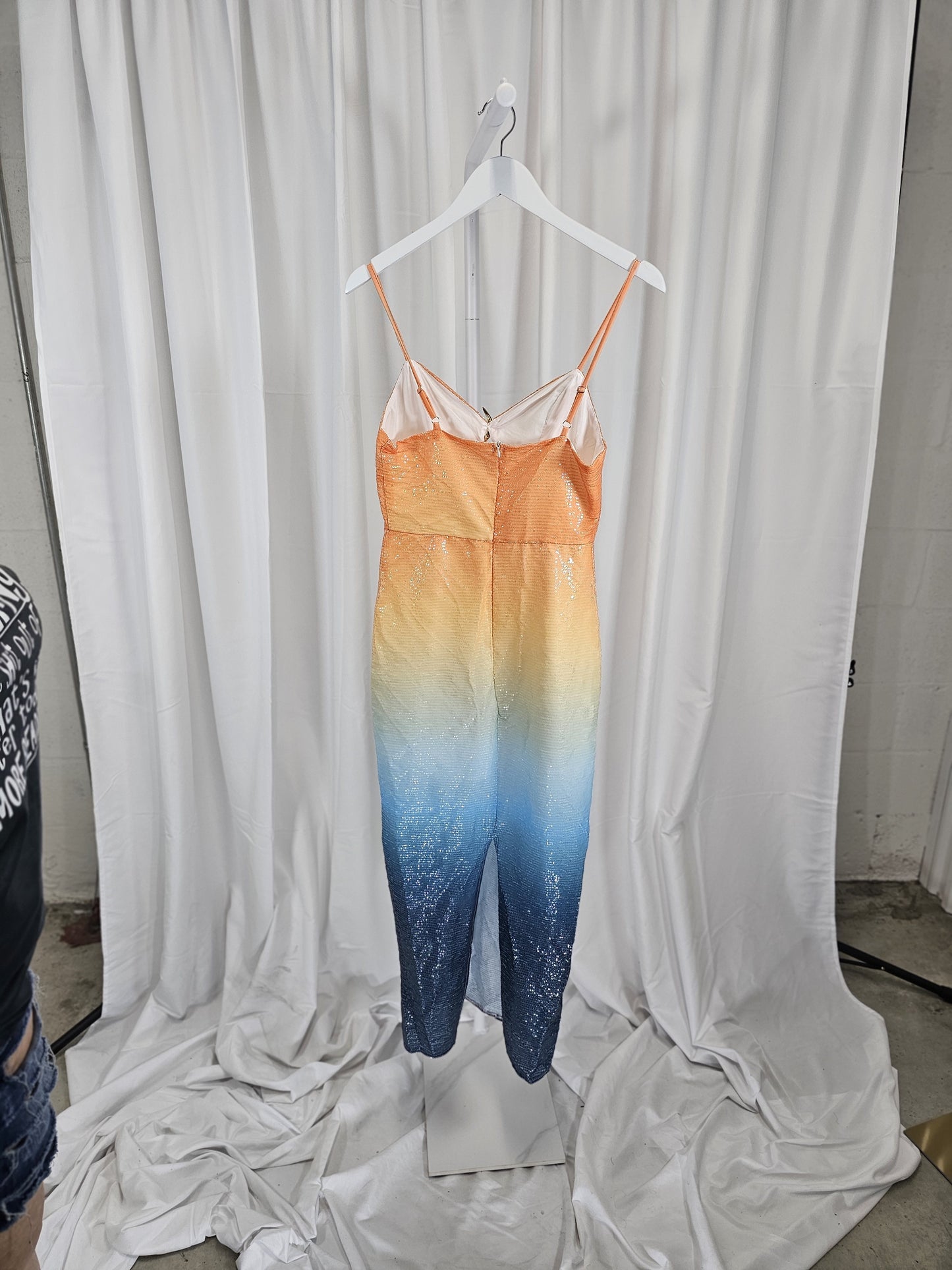 Sunset Dreams Sequin Maxi Dress: Shine & Dine (Missing small row of sequins - could cut short)