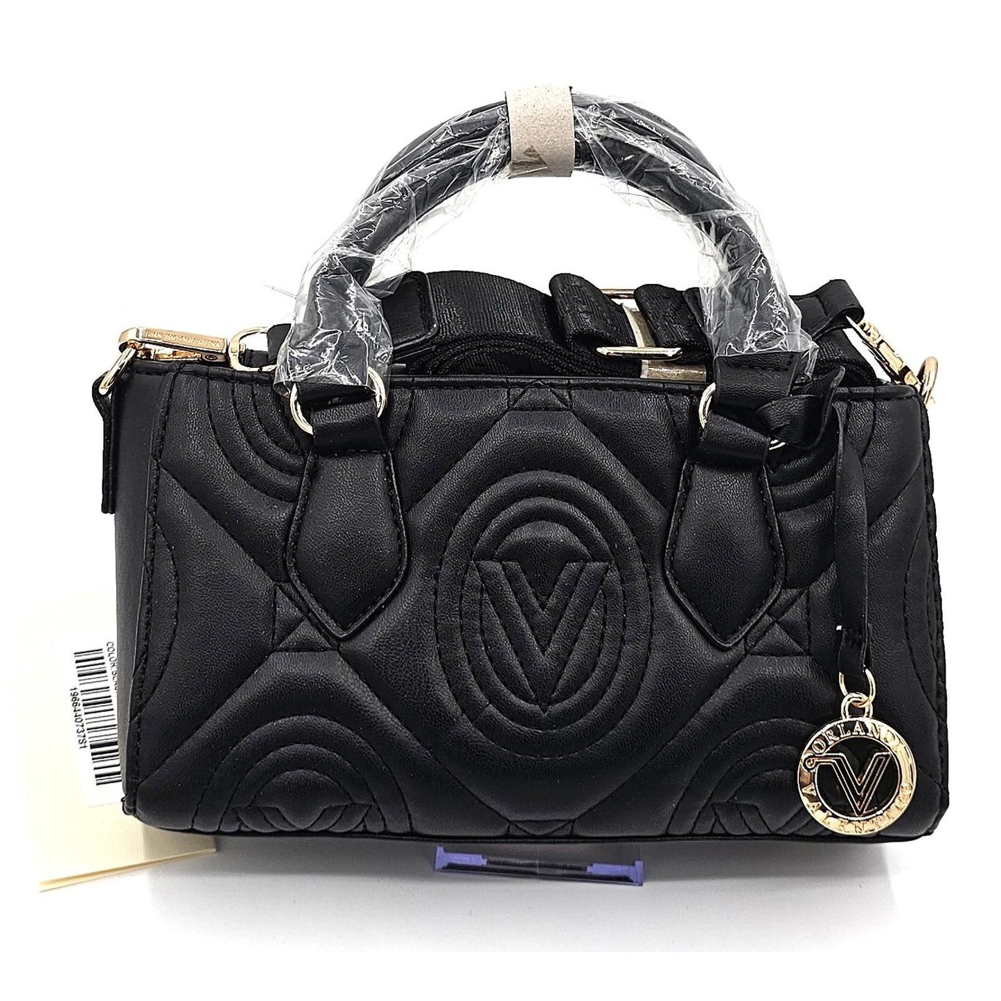 Valentino Orlandi Vegan Leather Black Quilted Handbag