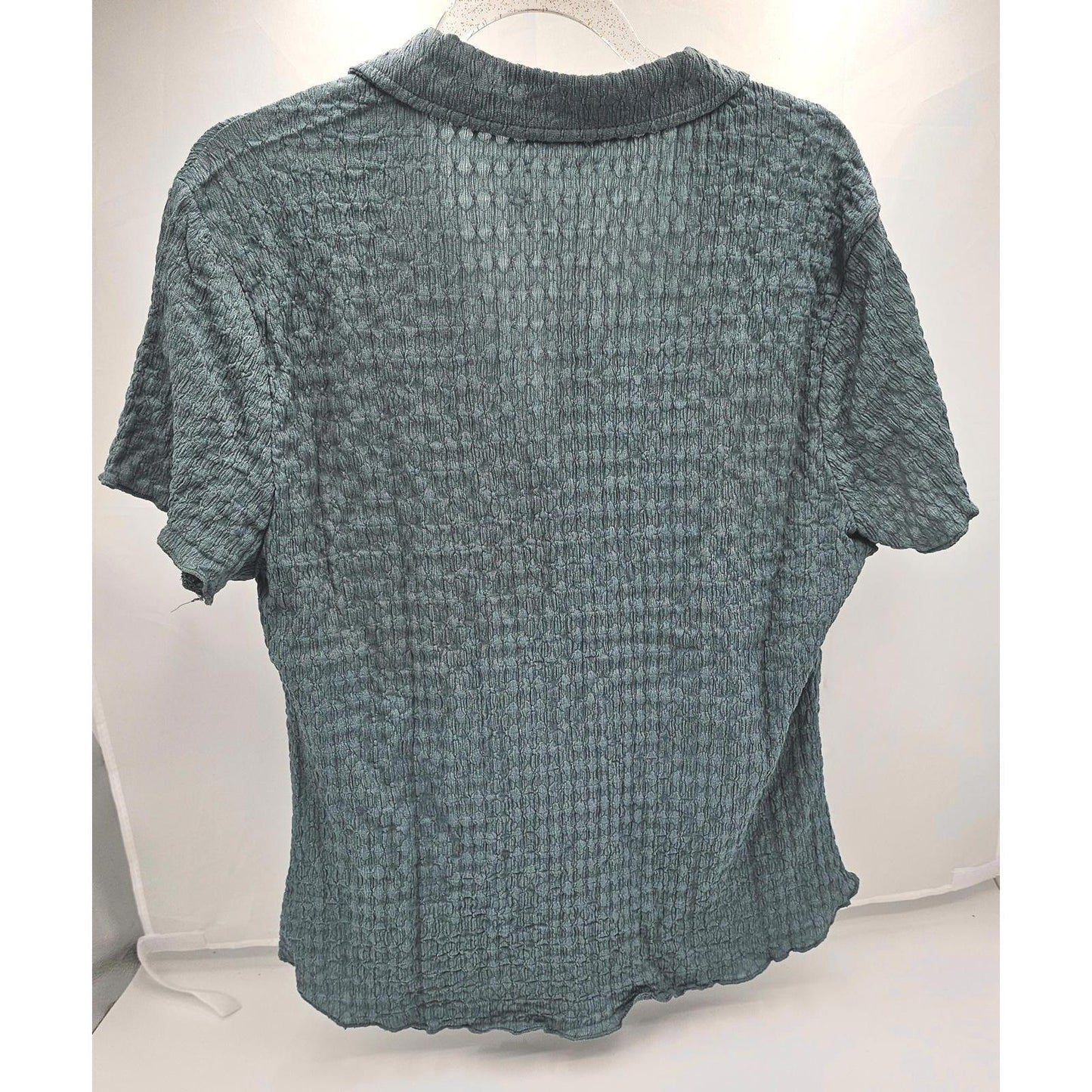 Sanctuary Women's Textured Button-Up Top - Sage Green Charm/XL