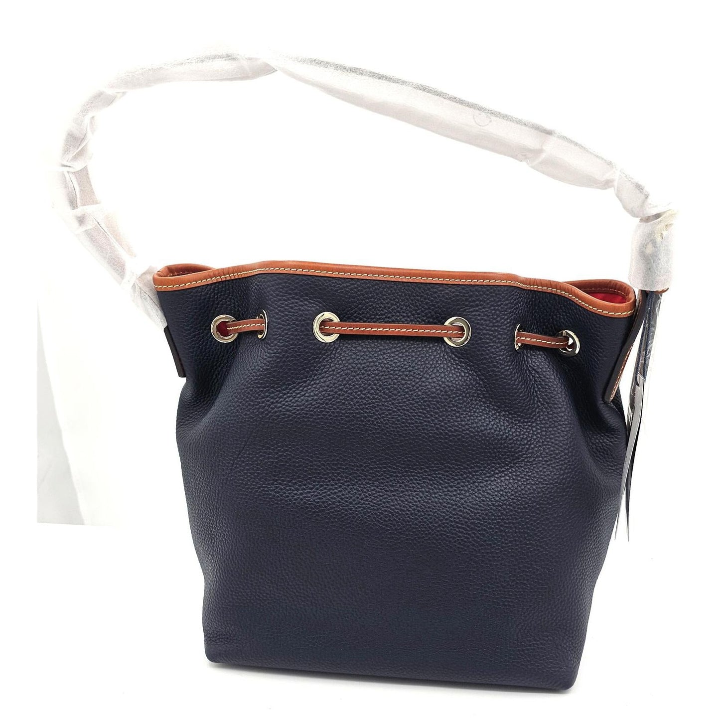 Dooney & Bourke Pebble Grain Kendall Crossbody Navy Blue Leather Bucket Bag