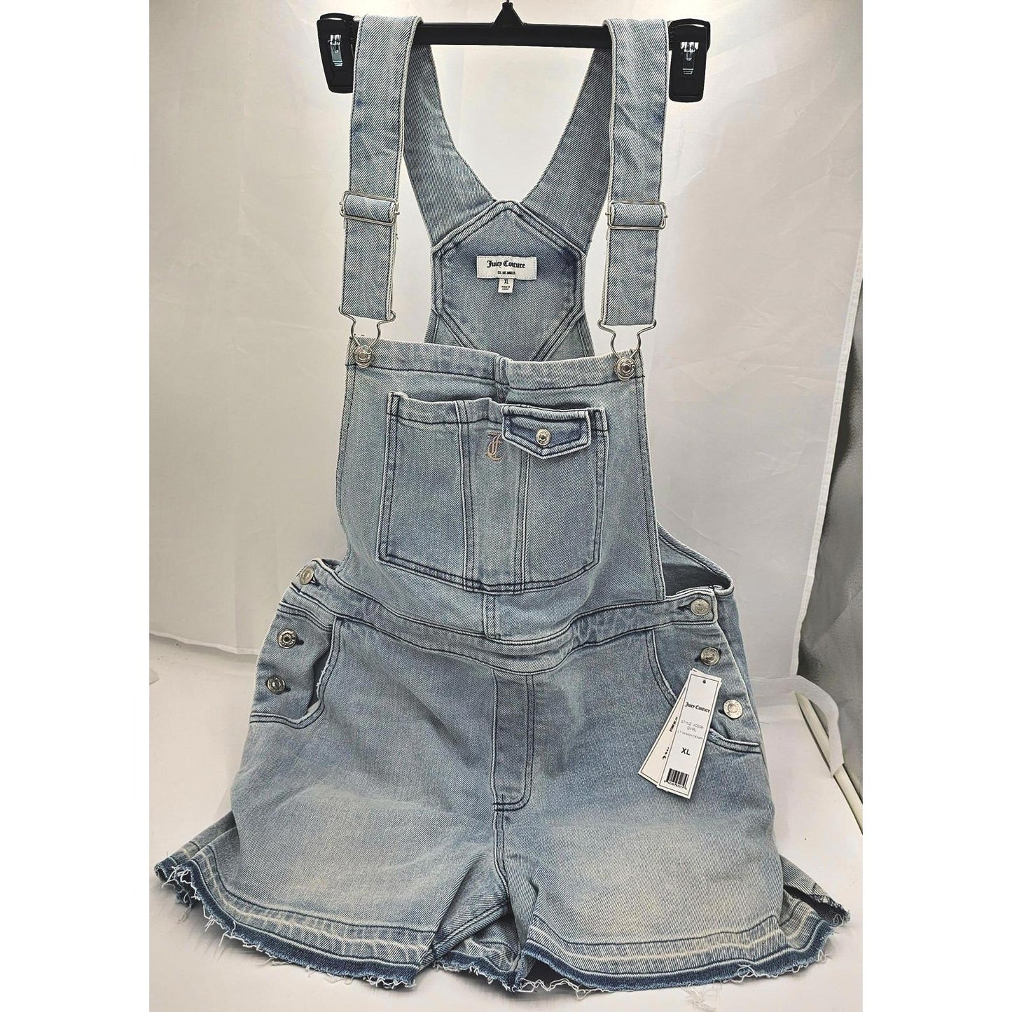 Juicy Couture Light Wash Denim Short Overalls - Ready for Adventure!/XL