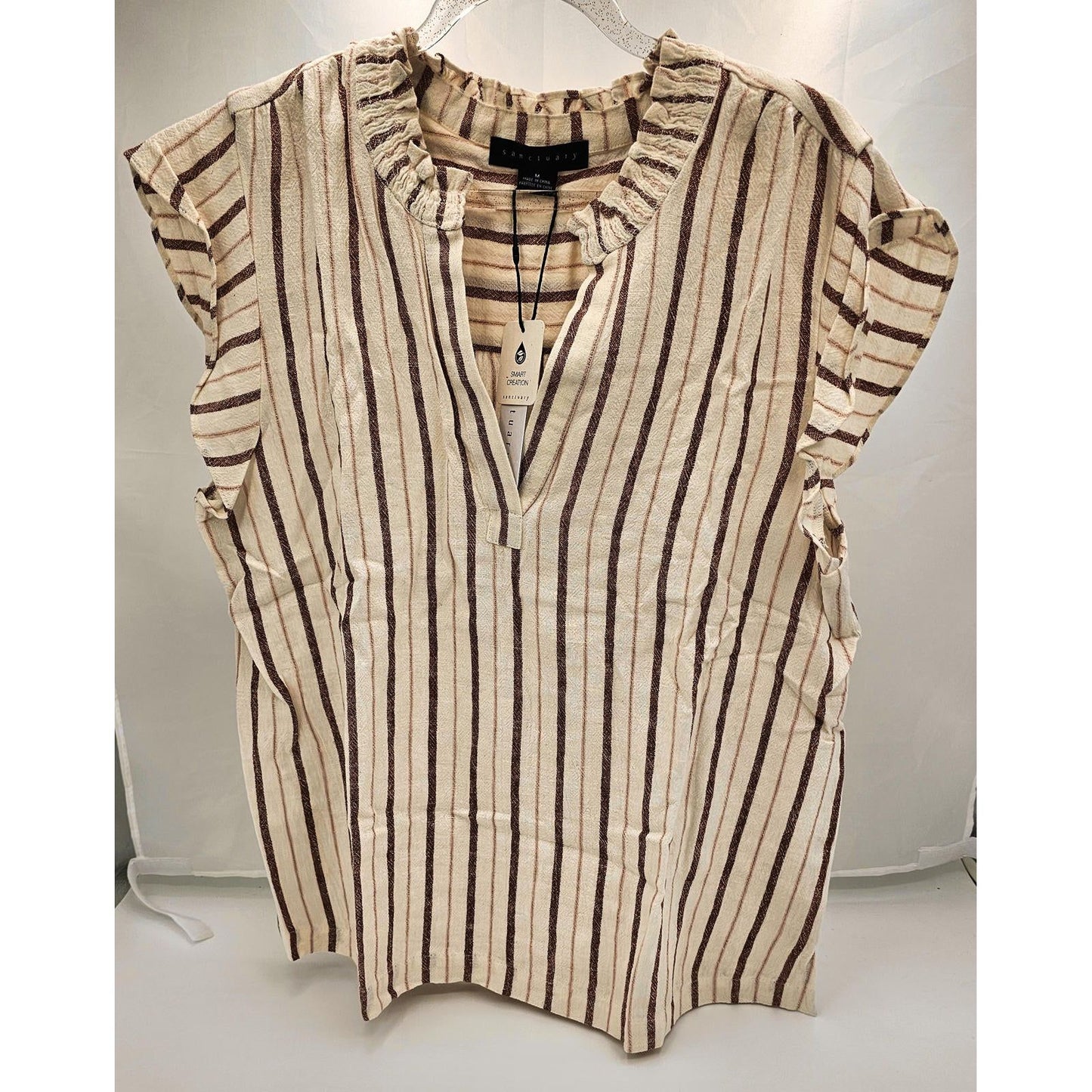 Sanctuary Striped Ruffle Neck Casual Top - Your New Favorite Shirt/M
