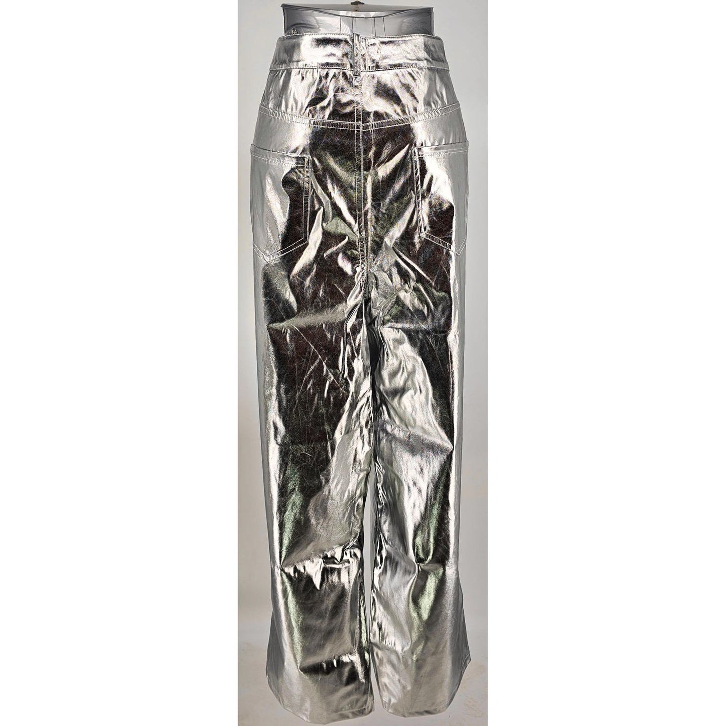 Juicy Couture Silver Metallic Faux Leather Pants - Space Age Chic!/16