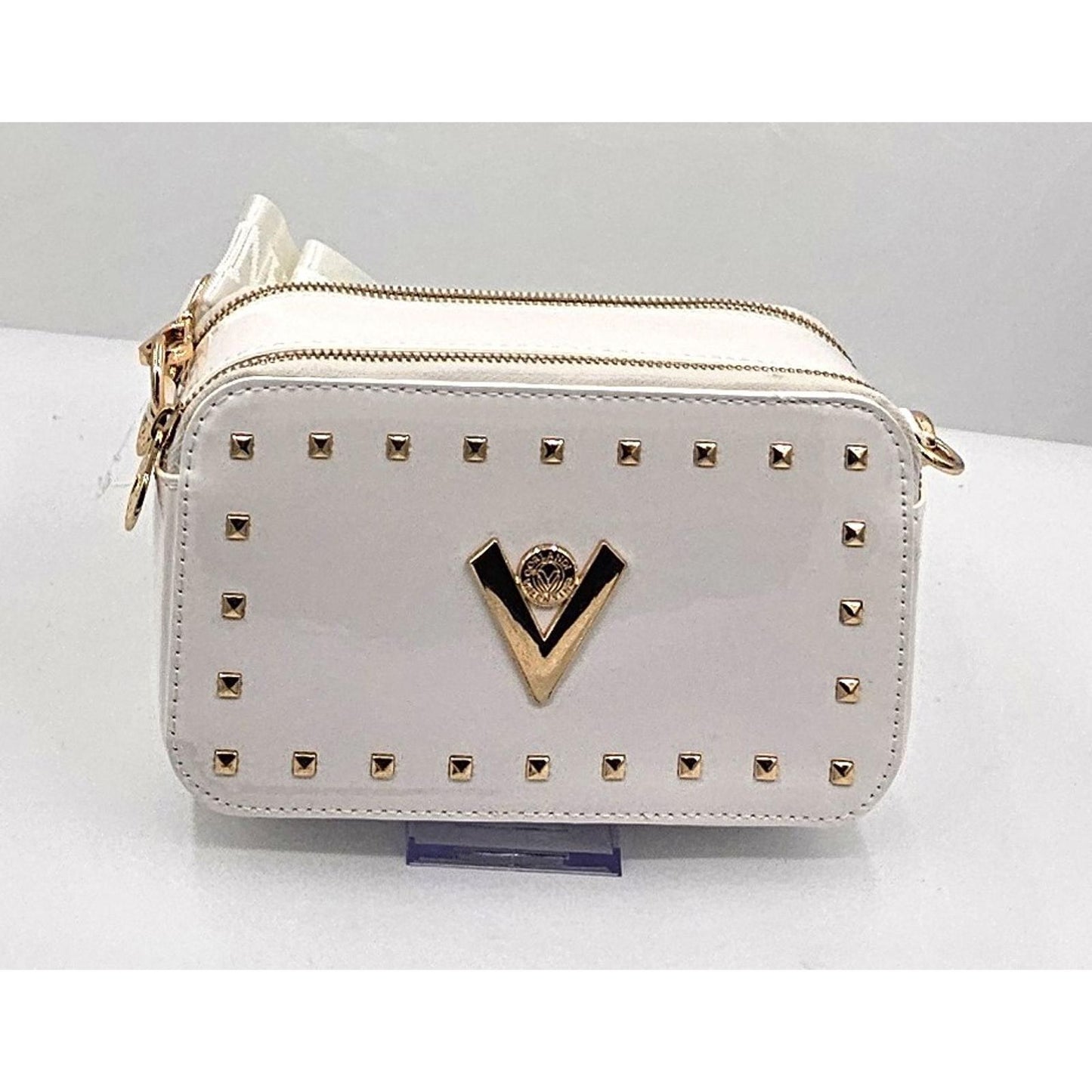 Valentino Orlandi Chic White Studded Crossbody Bag - Your New Shoulder Sidekick