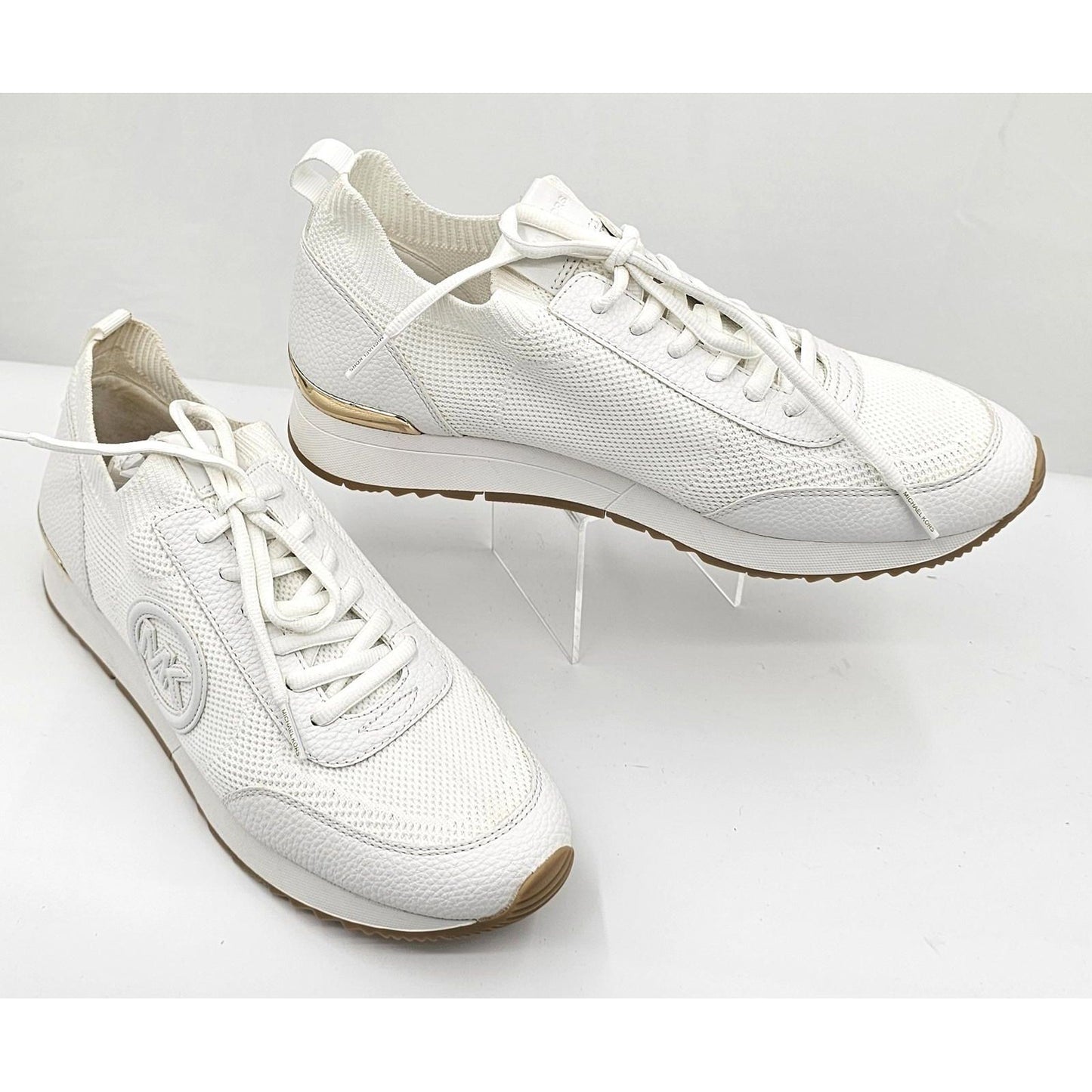 Michael Kors Outlet Jenkins Two-Tone Metallic Stretch Knit Trainer/10