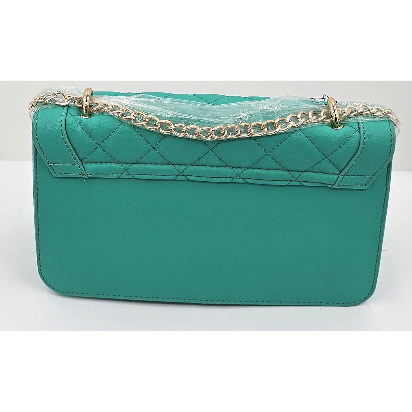 Badgley Mischka Chic Turquoise Quilted Chain Shoulder Bag
