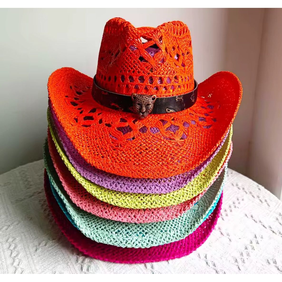 Hand Woven Roar Straw Cowboy Hat-1