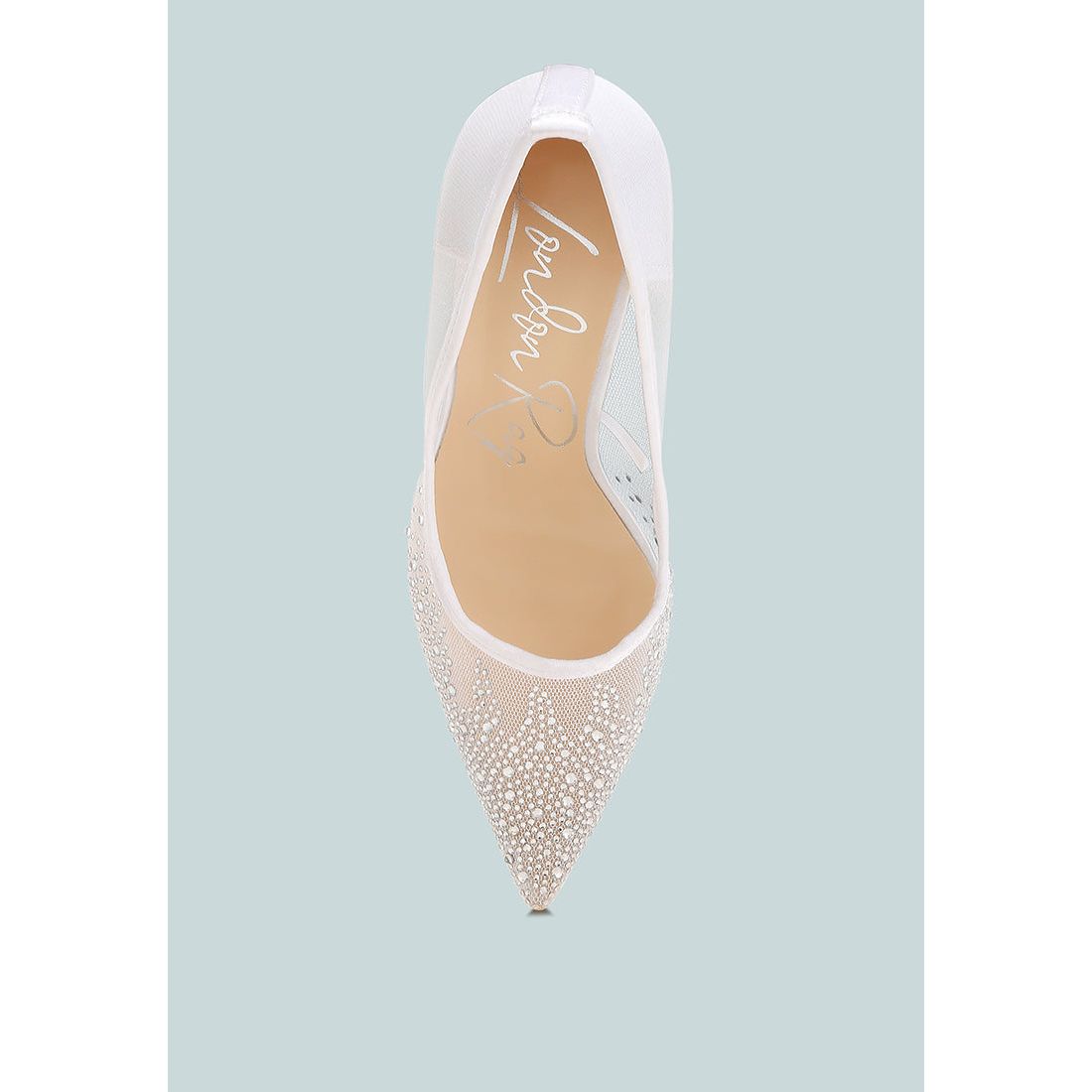 High Ball Mesh Rhinestone Stiletto Pumps-3
