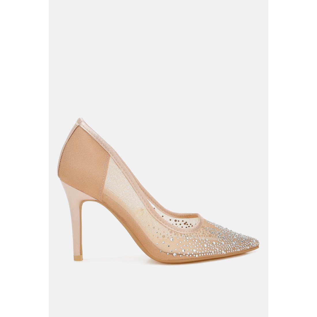 High Ball Mesh Rhinestone Stiletto Pumps-6