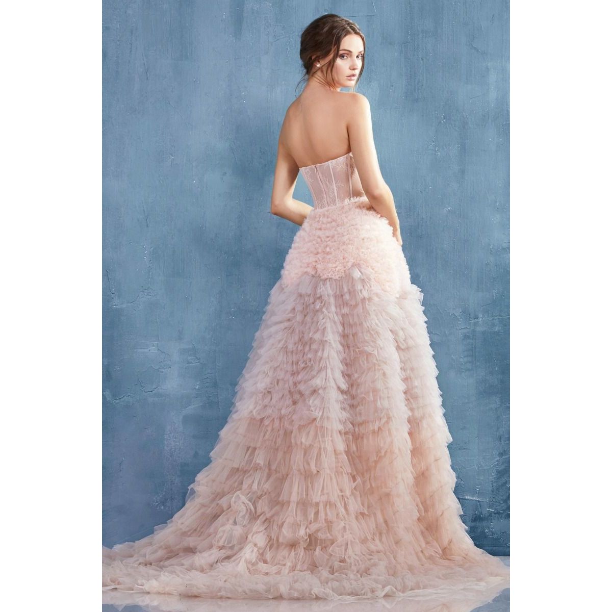 Strapless Ruffled Ombre Eva Ballgown-4