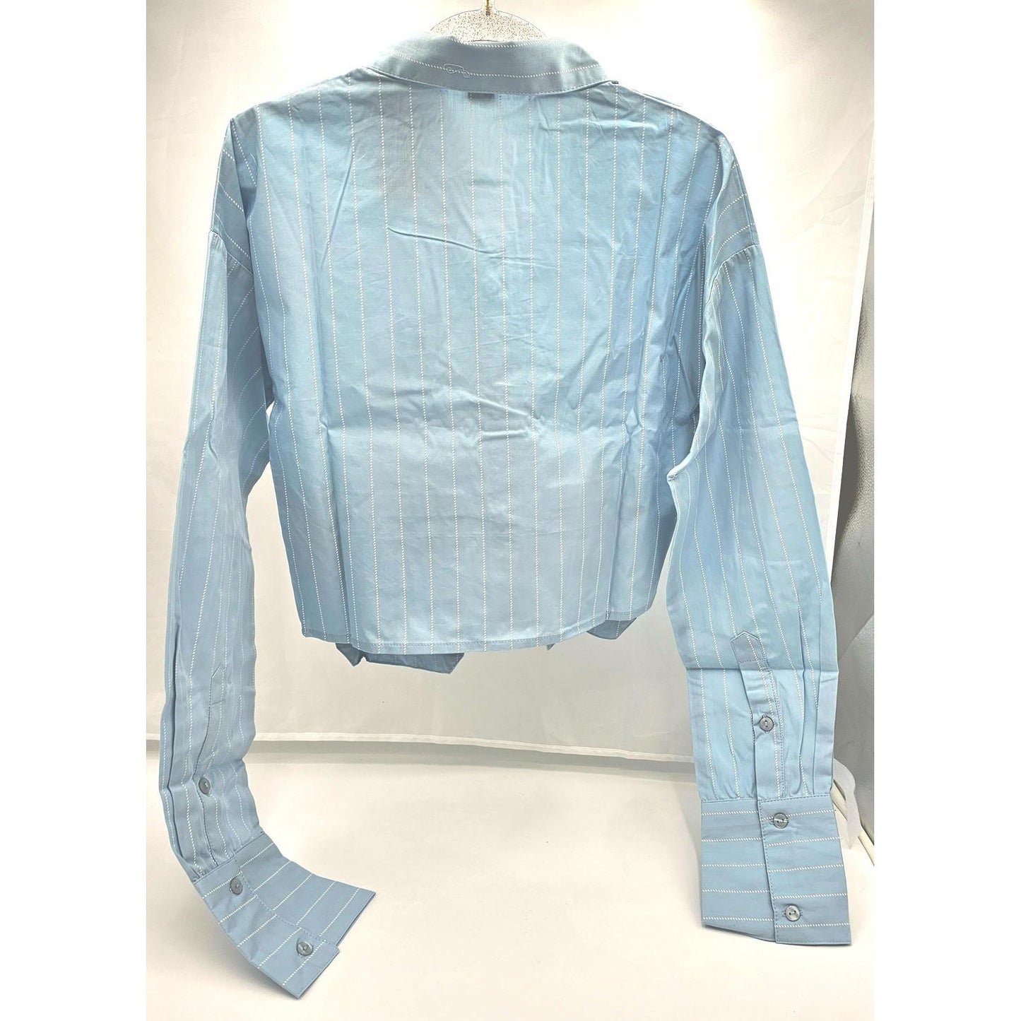 PrettyLittleThing Pinstripe Crop Shirt - Because Who Needs Full Length?/4