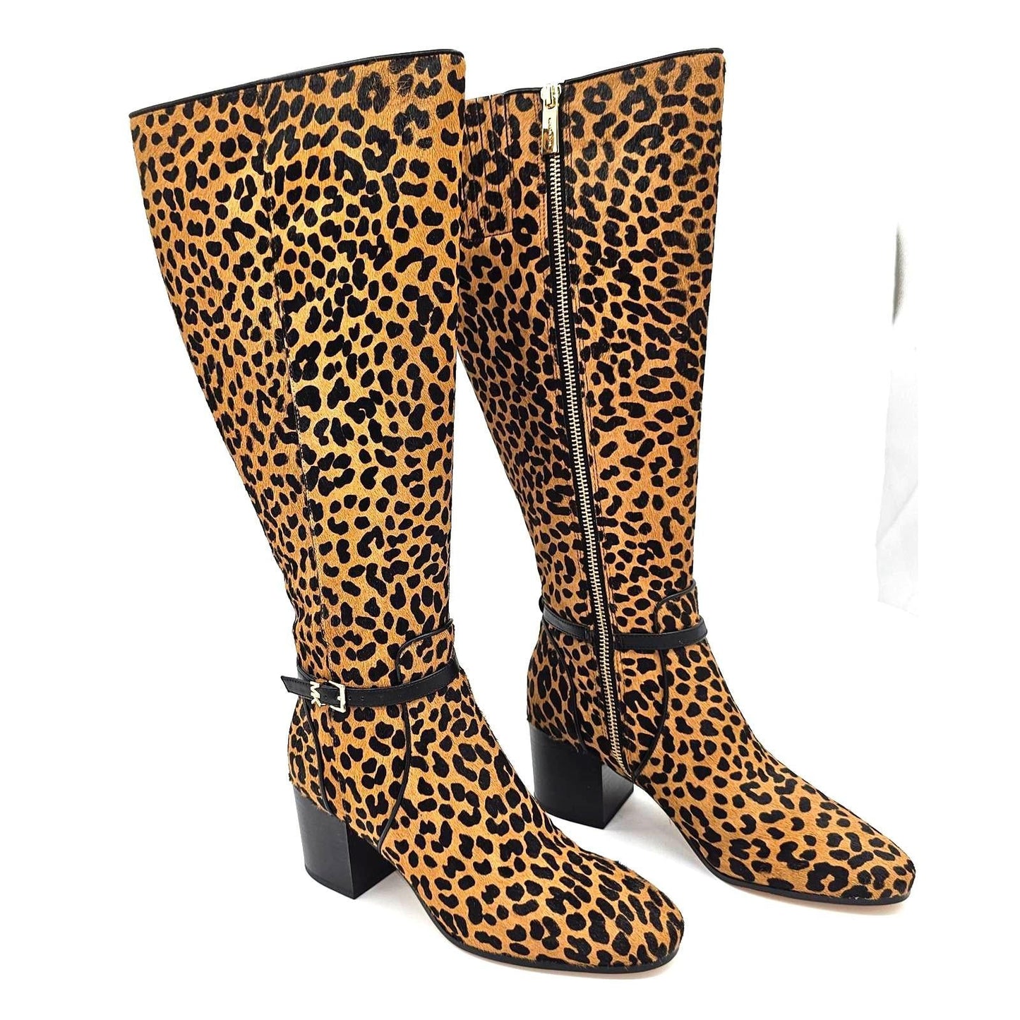 Michael Kors Ella Leopard Print Calf Hair Block Heel Boot/6