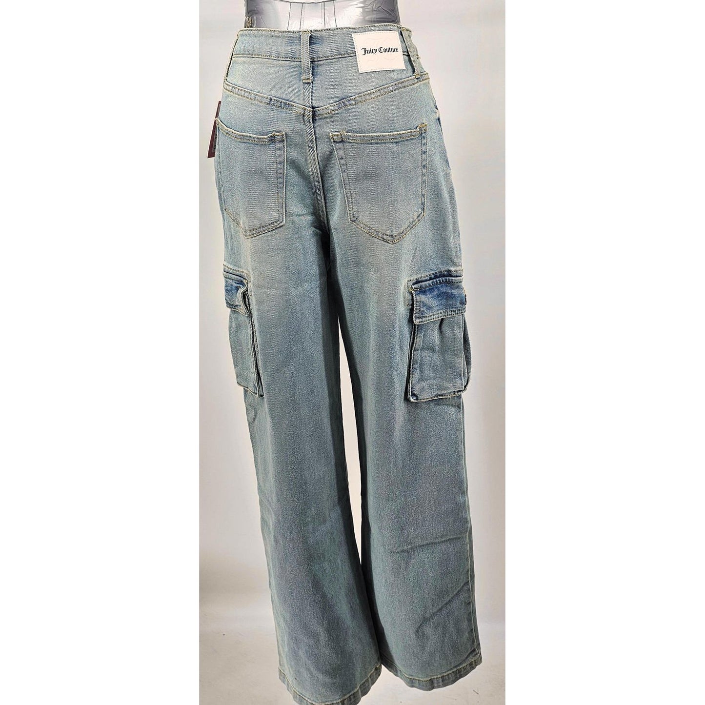 Juice Couture Women's Cargo Jeans - Denim Dreams with Pockets Galore/28"