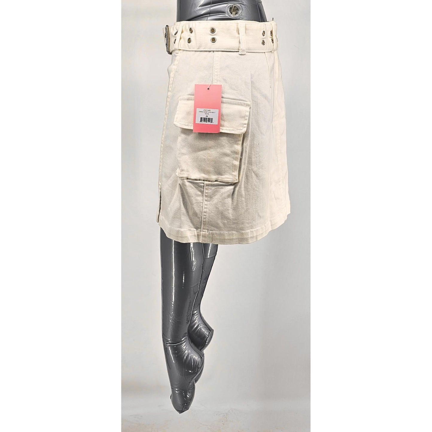 Juicy Couture Denim Cargo Skirt w/belt Utility Meets Style! White/4