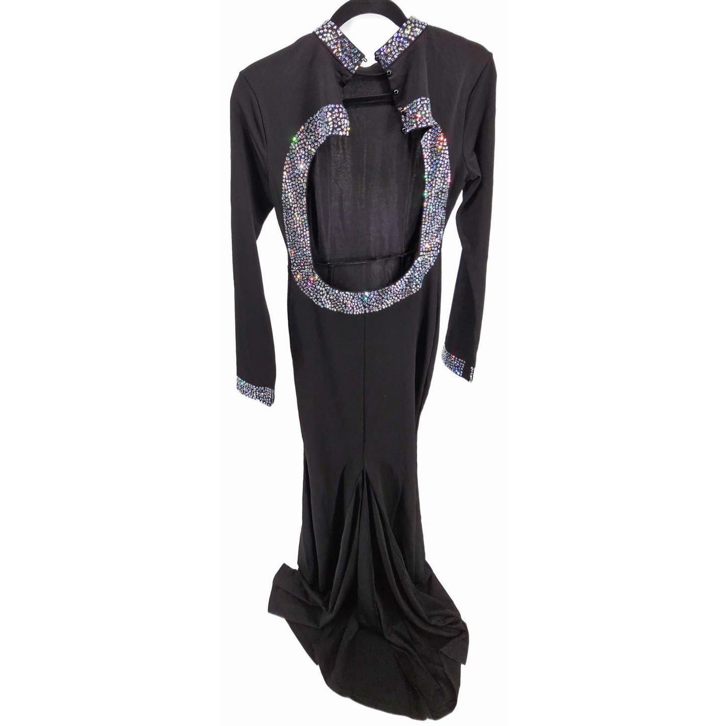 Faeriestyle Glamorous Black Evening Dress with Sparkly Collar and Cuffs/S