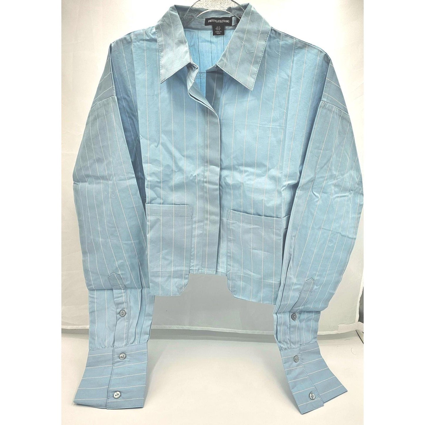PrettyLittleThing Pinstripe Crop Shirt - Because Who Needs Full Length?/4