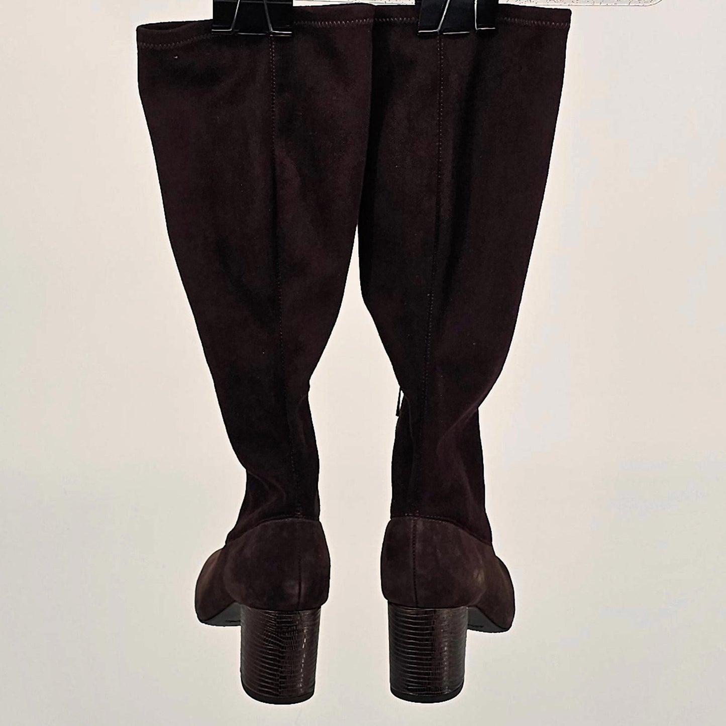 Chic Chocolate Brown Suede Knee-High Boots with Block Heel