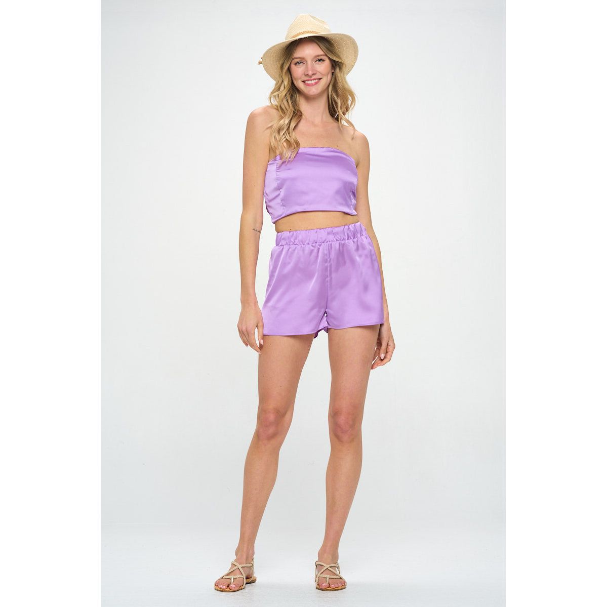 Stretch Satin Tube Top with Back Tie-4