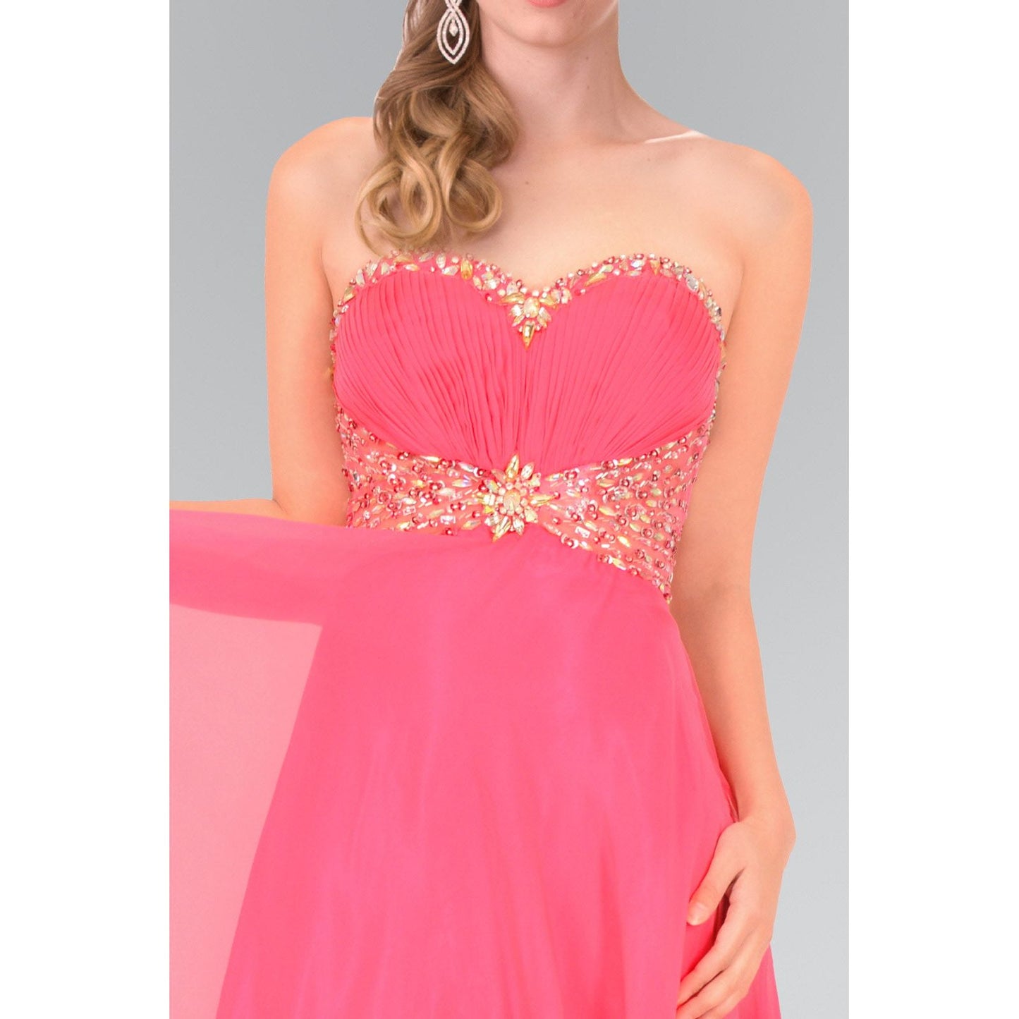 Sweetheart Chiffon Long Dress with Beaded Bodice-1