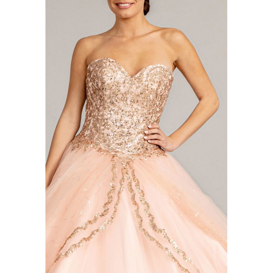 Sequin and Glitter Embellished Sweetheart Quinceanera Dress-2