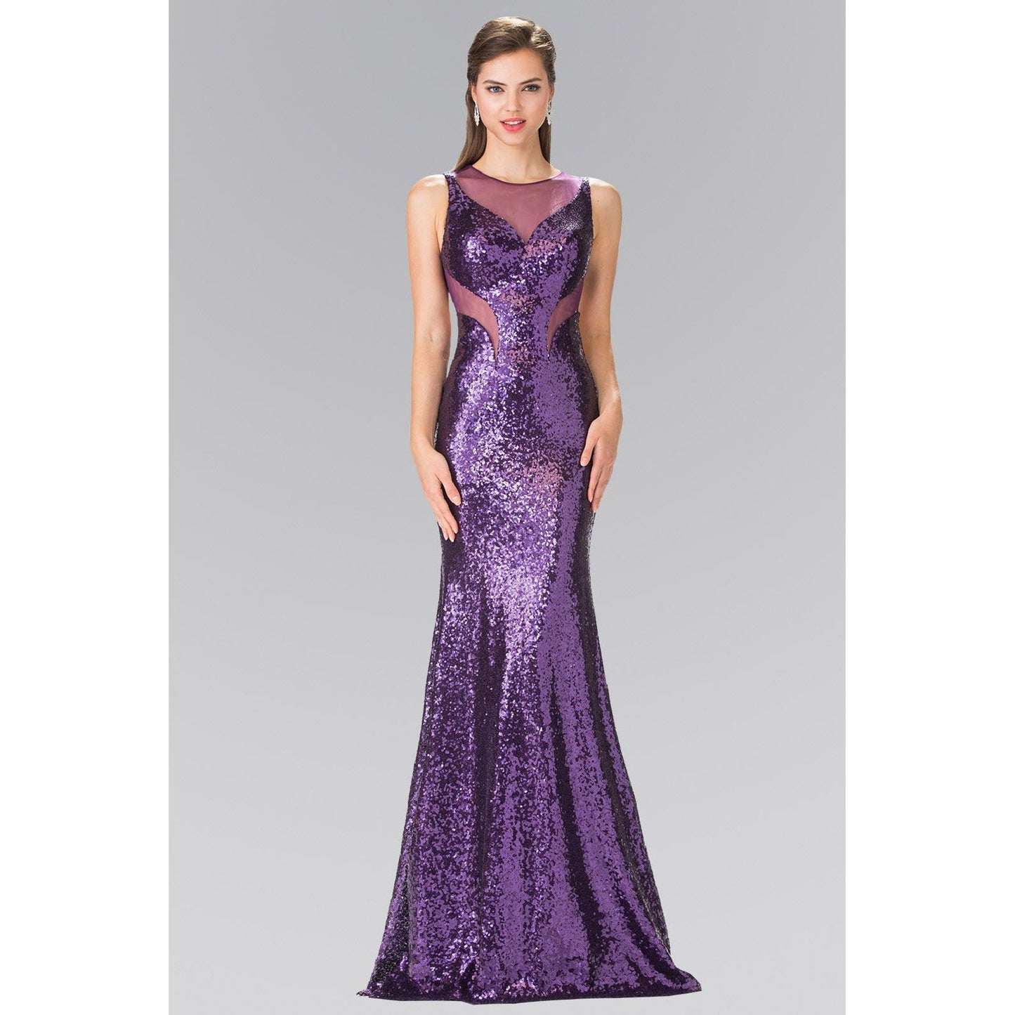 Side Sheer Cut Sequin Long Dress-6