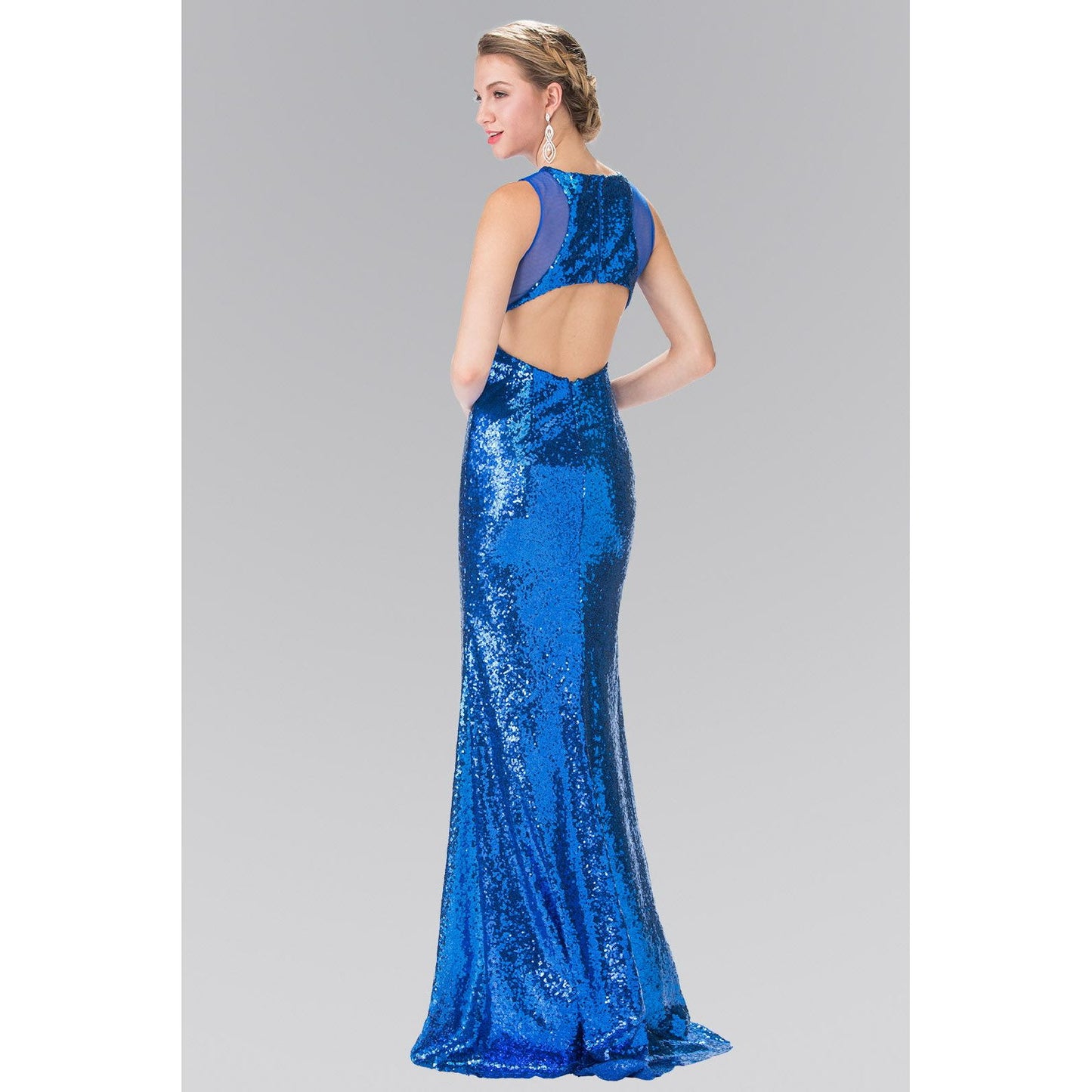 Side Sheer Cut Sequin Long Dress-1