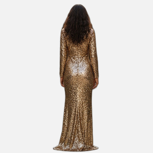 Sequin Long Sleeve Maxi Dress - Sparkle Like You Mean It!