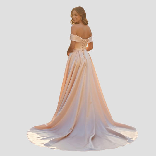 VIP Bridal Peach Dreams Satin Ballgown - Feel Like Royalty!