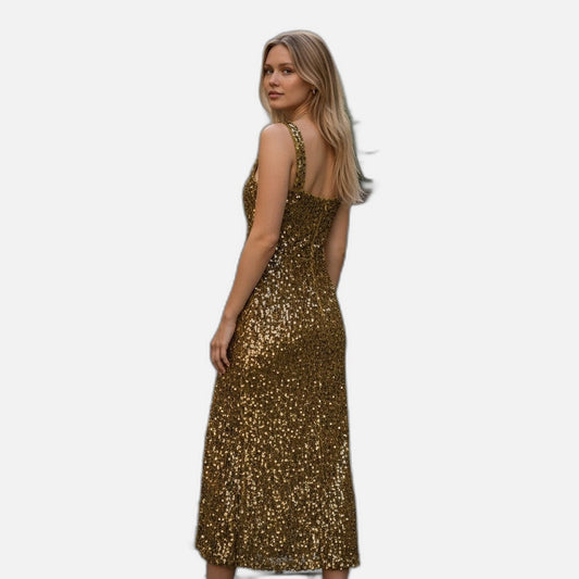 Glamorous Gold Sequin Maxi Dress - Shine Like You Mean It!