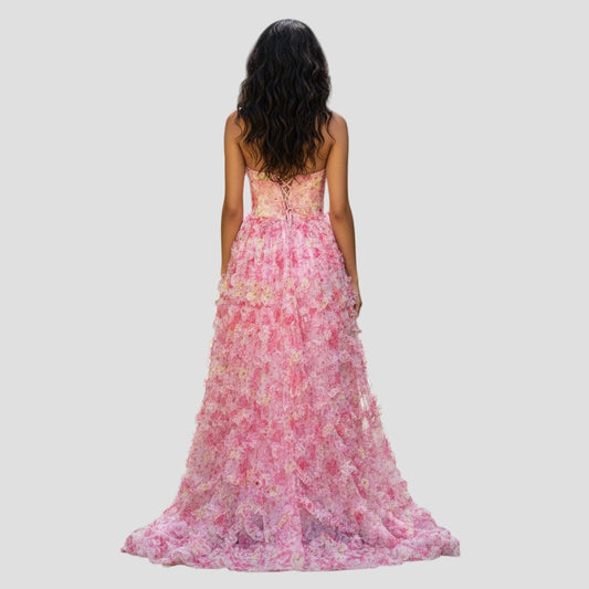 Whimsical Blossom Backless Gown – Make Flowers Jealous!