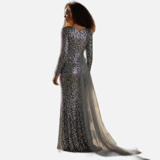 Sequined Party Dress - Sterling Silver Sensation