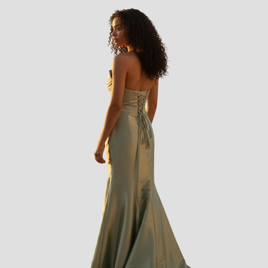 Sassy Strapless Evening Gown with Slit