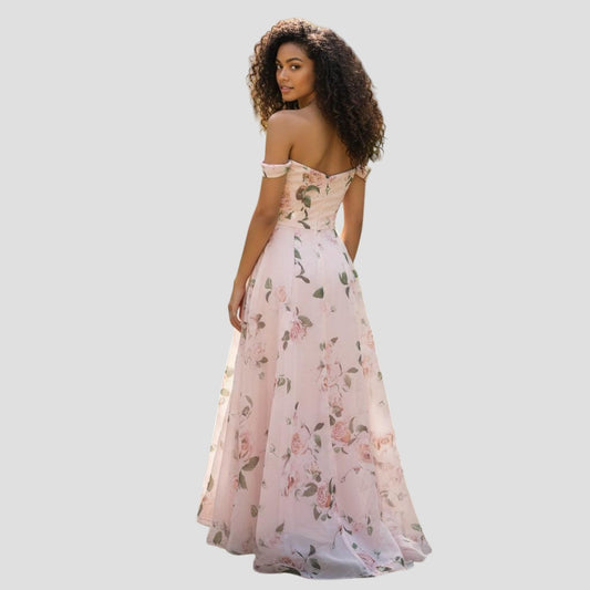 Blossom & Flutter Off-Shoulder Party Dress