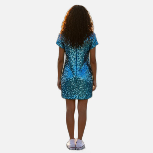 Dazzling Sequin Knee-Length Dress For Girls