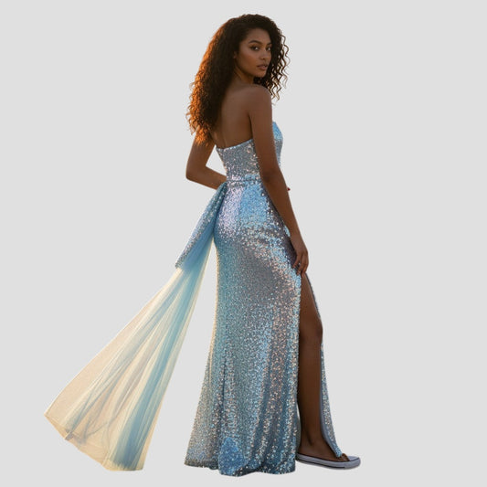 Mermaid Dreams: Sparkling Light Blue Evening Gown