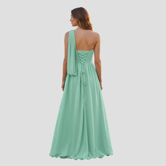 VIP Bridal Seafoam Dream: The One-Shoulder Whisper Dress