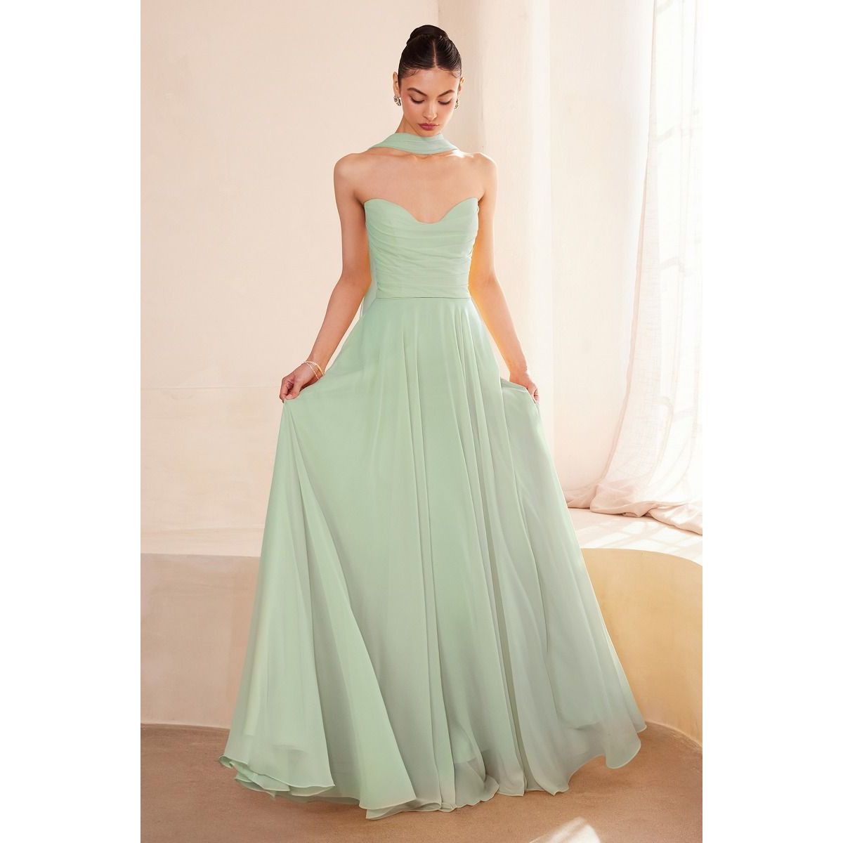 Strapless sweetheart neckline A-line dress-8