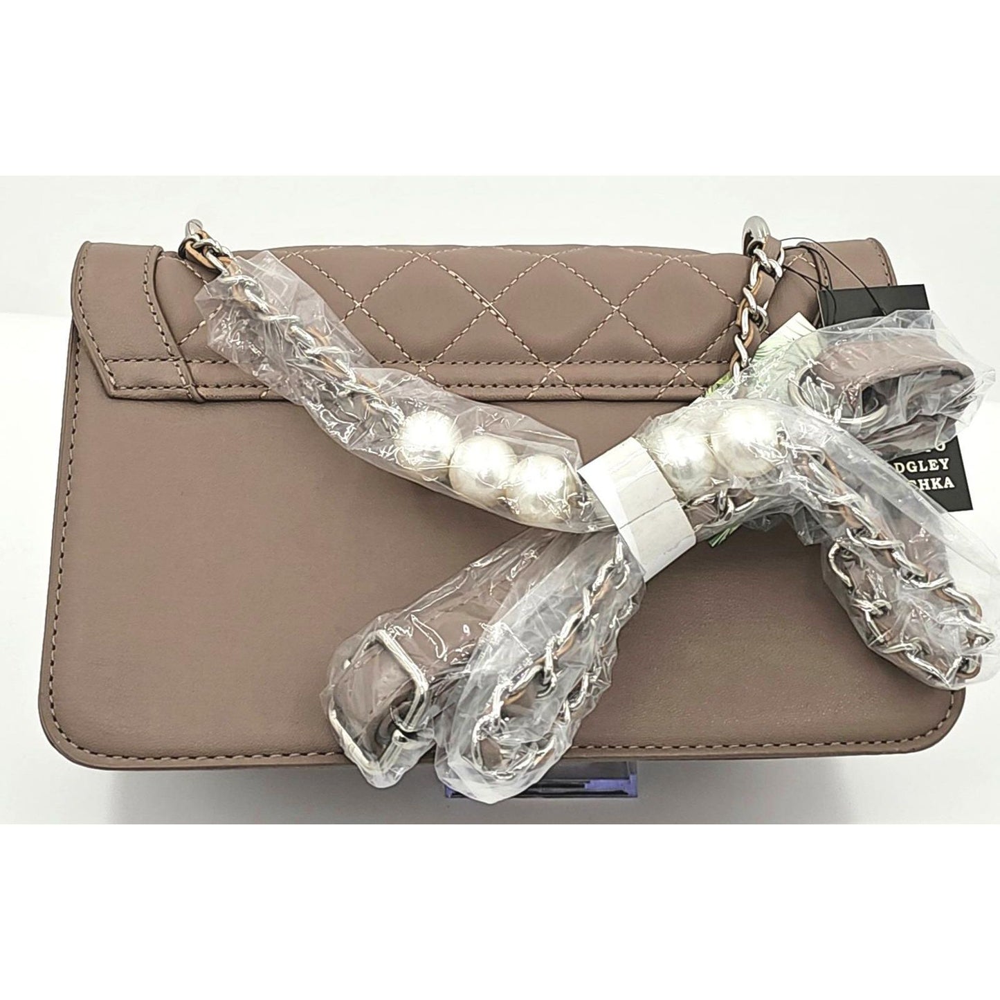 Badgley Mischka Chic Quilted Pearl-Studded Crossbody Bag