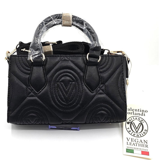 Valentino Orlandi Vegan Leather Black Quilted Handbag