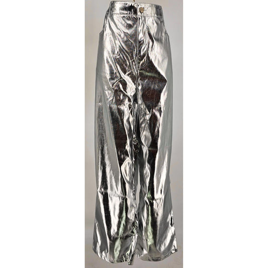 Juicy Couture Silver Metallic Faux Leather Pants - Space Age Chic!/16