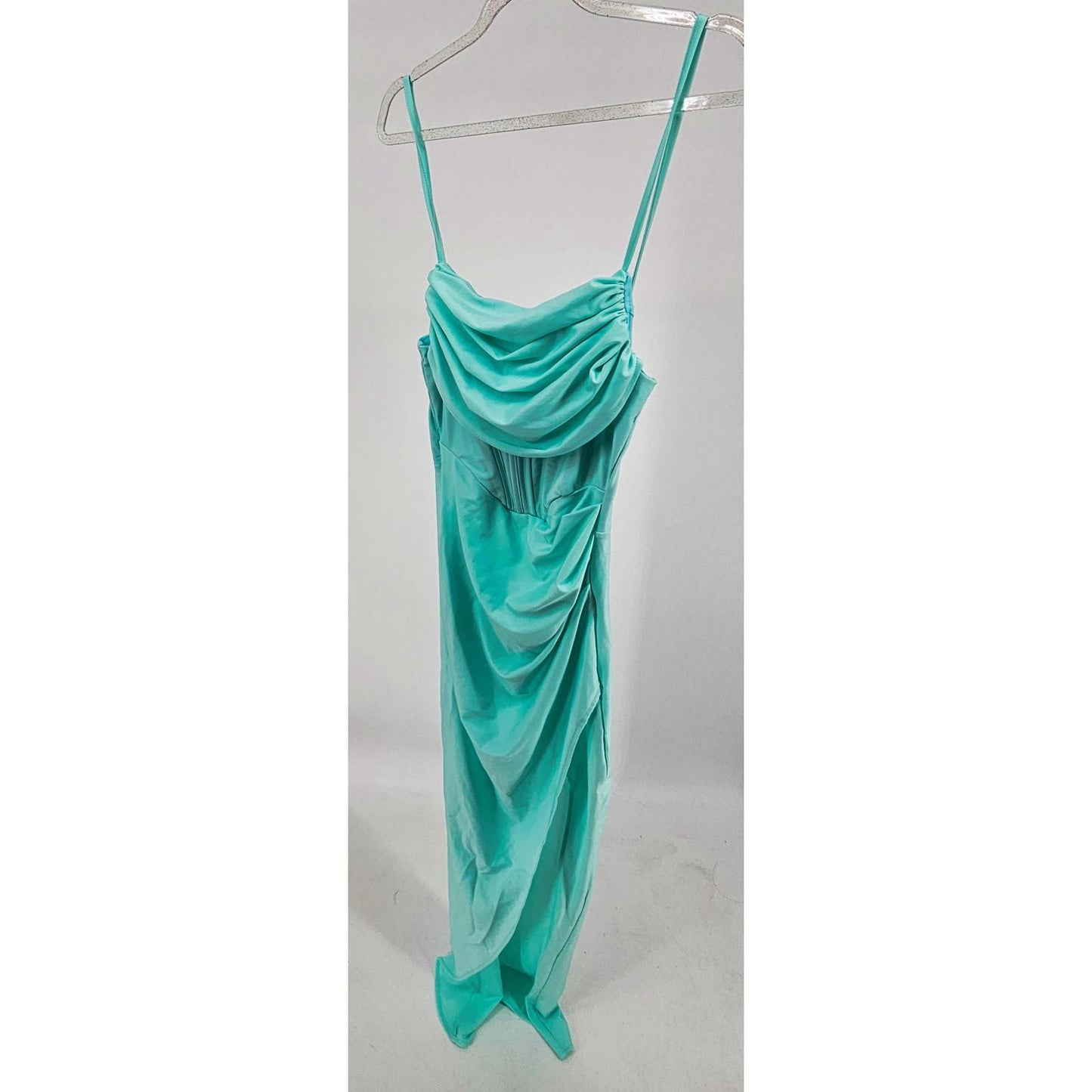 Gorgeous Minty Maxi Dress with Draped Elegance