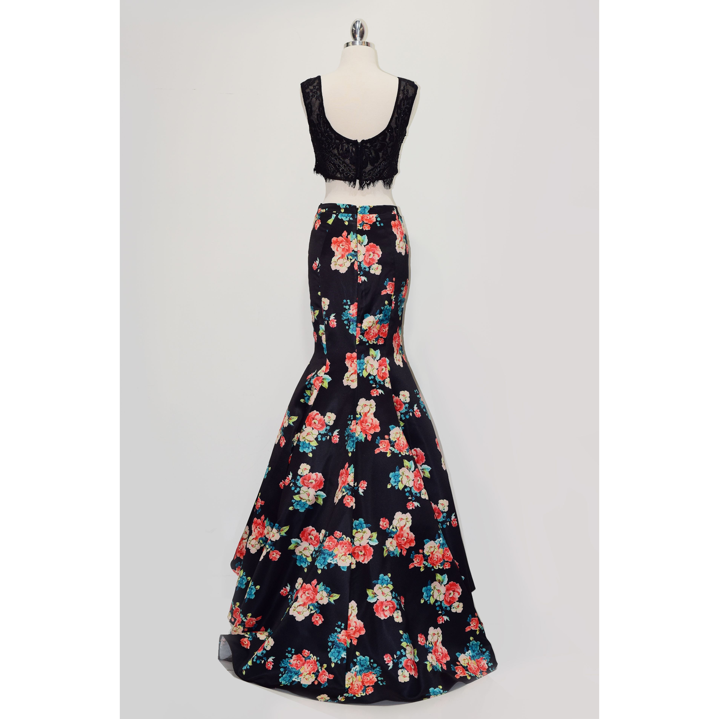 Two-Pieces Dress with Floral Print Skirt-1