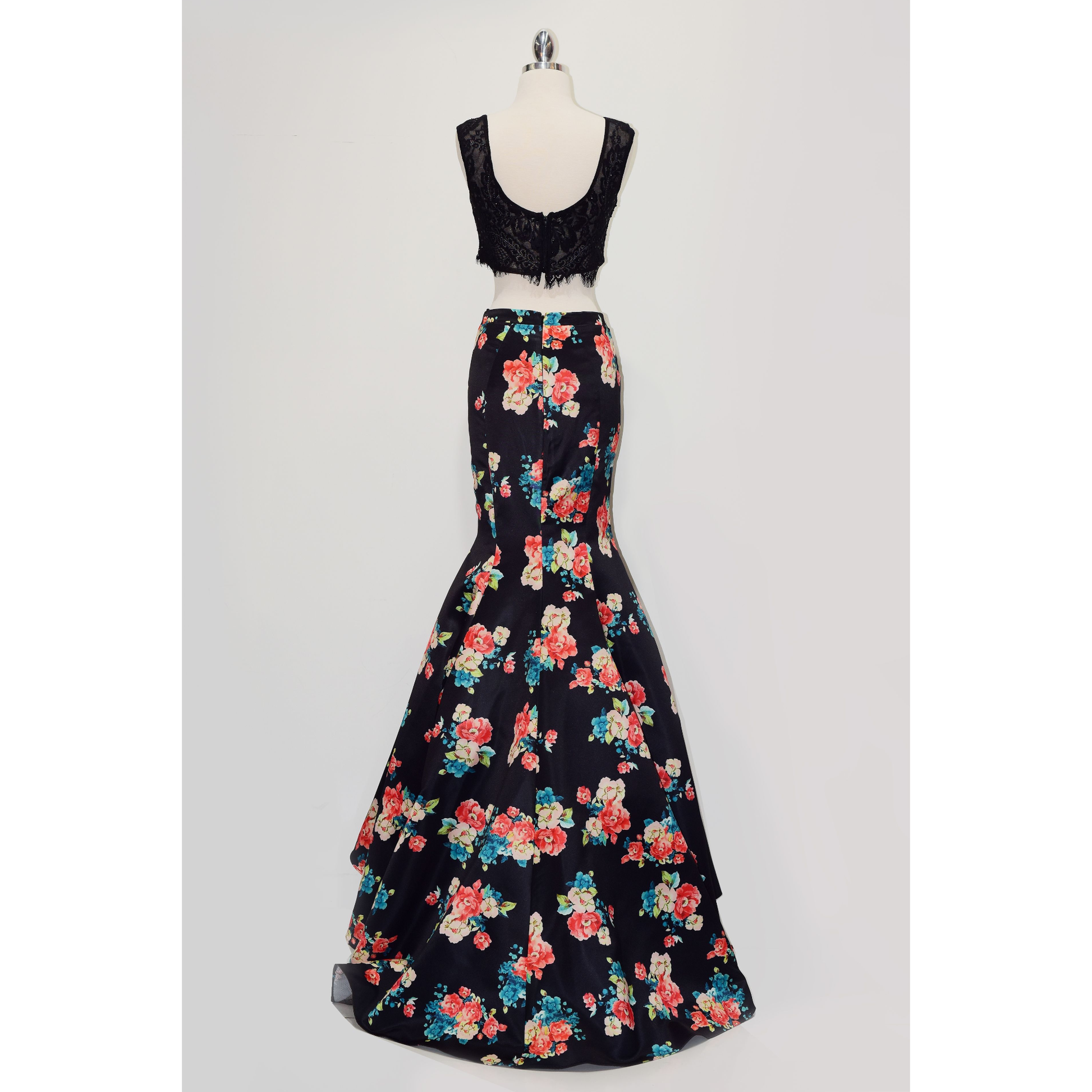 Two-Pieces Dress with Floral Print Skirt-1