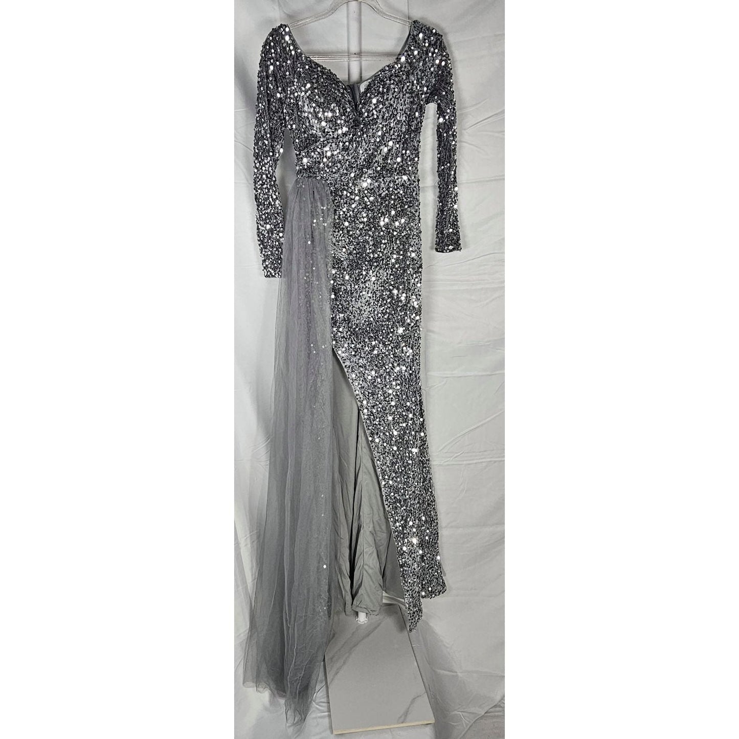 Sequined Party Dress - Sterling Silver Sensation