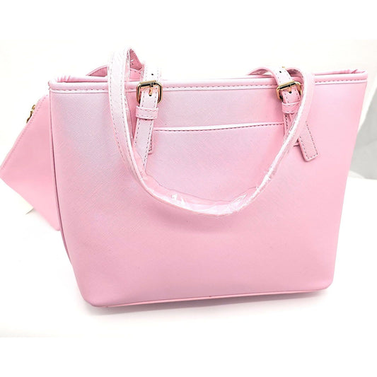 Chic Pink Valentino Gianni Tote Bag with Matching Pouch - Carry Your Essentials,