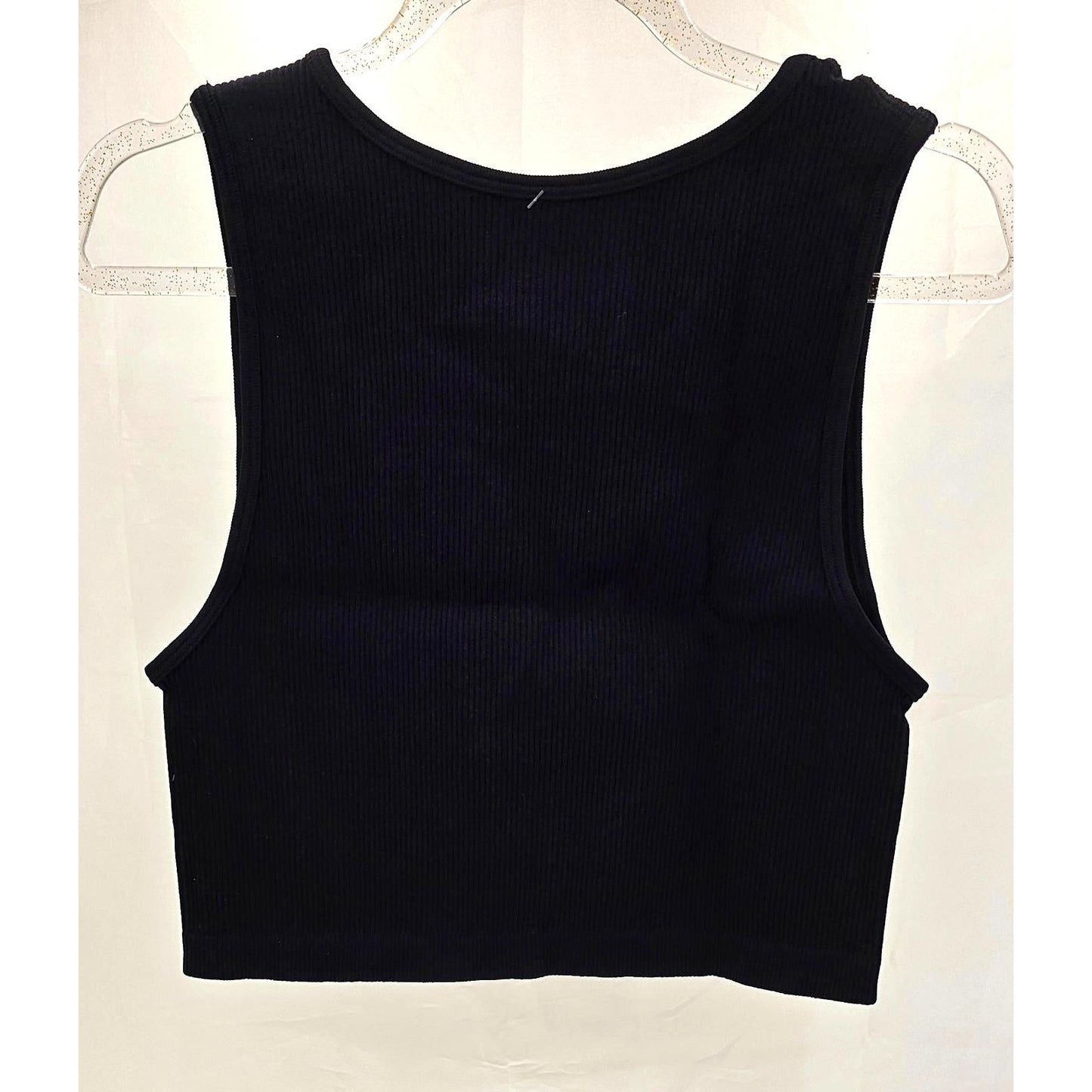 PrettyLittleThing Black Ribbed Crop Tank Top/XL