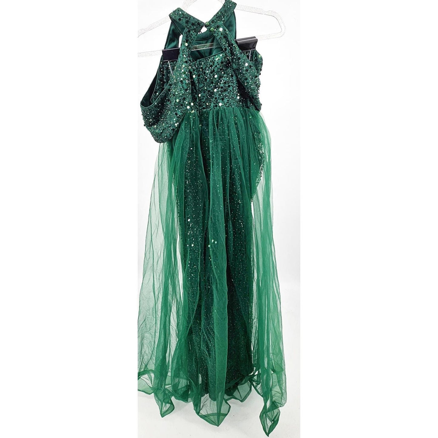 Faeriestyle Sparkle Like You Mean It Green Sequin Halter Prom Dress/L